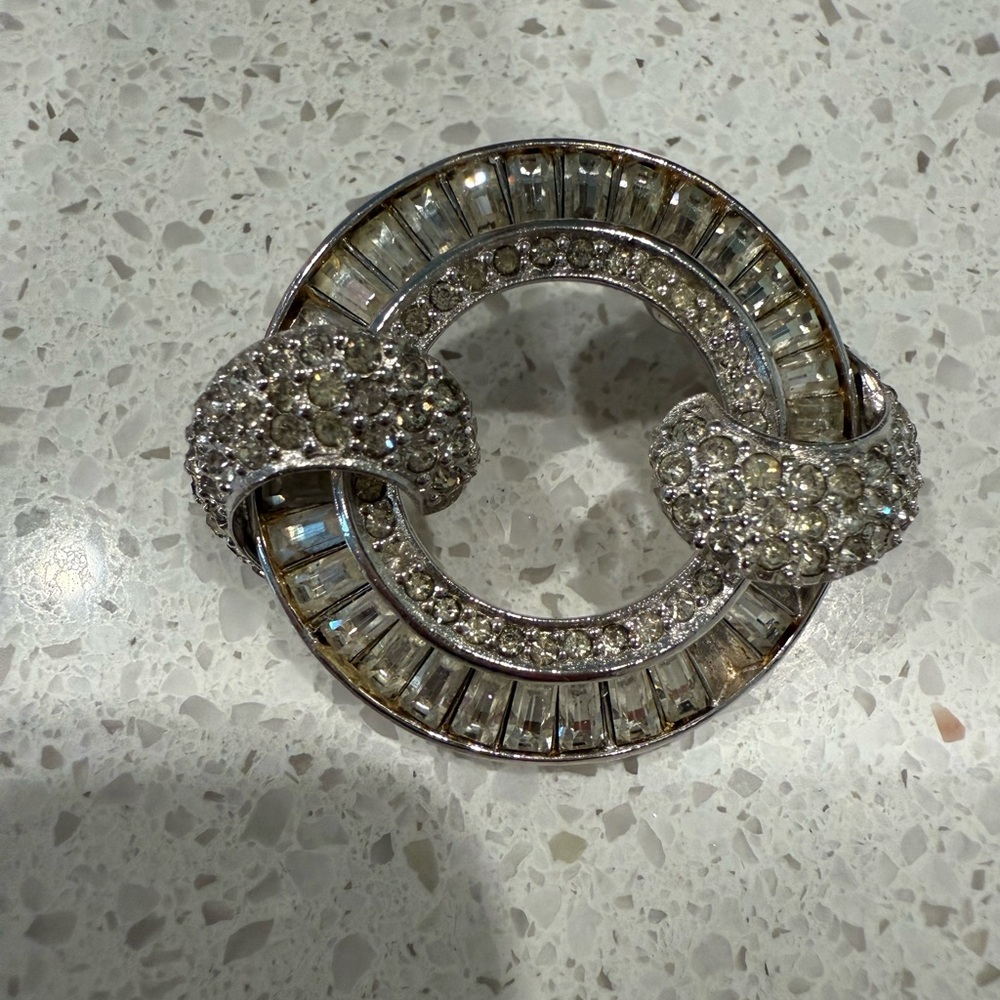 Pennino vintage Elegant Silver Crystal Brooch